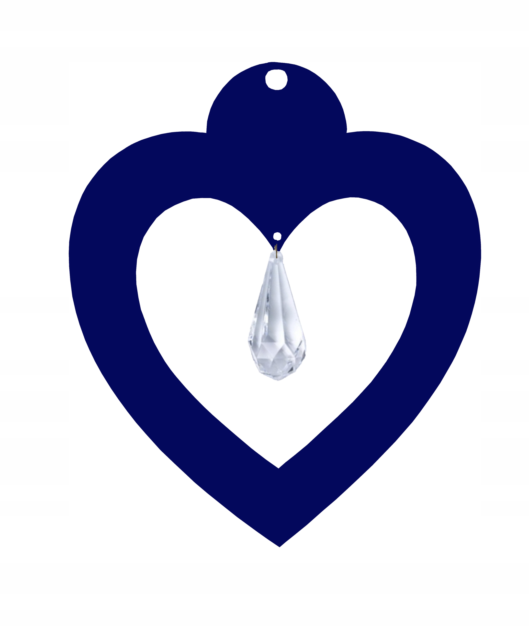 Z16a Zawieszka ozdoba ażur serce kryształ brąz