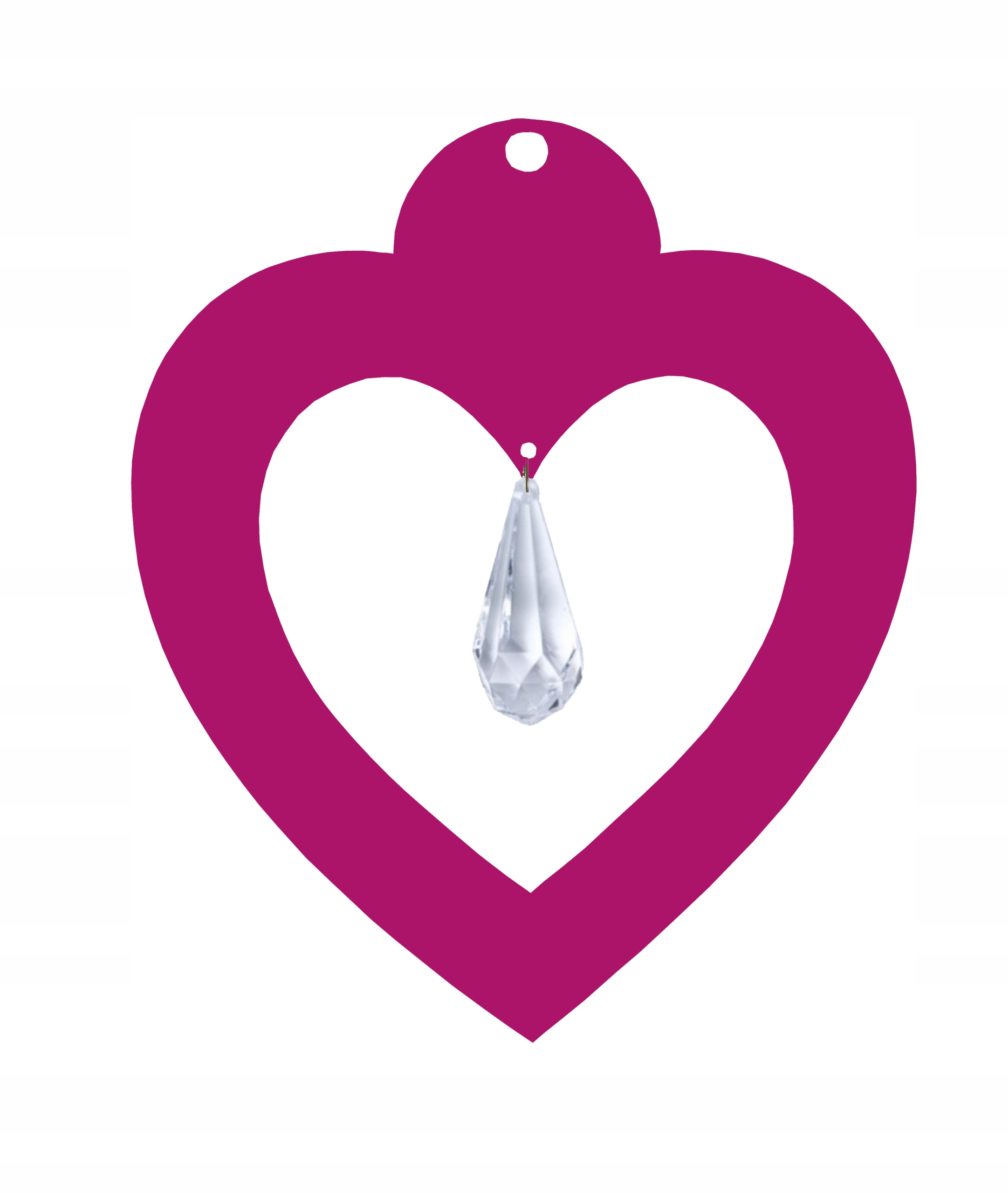 Z16a Zawieszka ozdoba ażur serce kryształ brąz