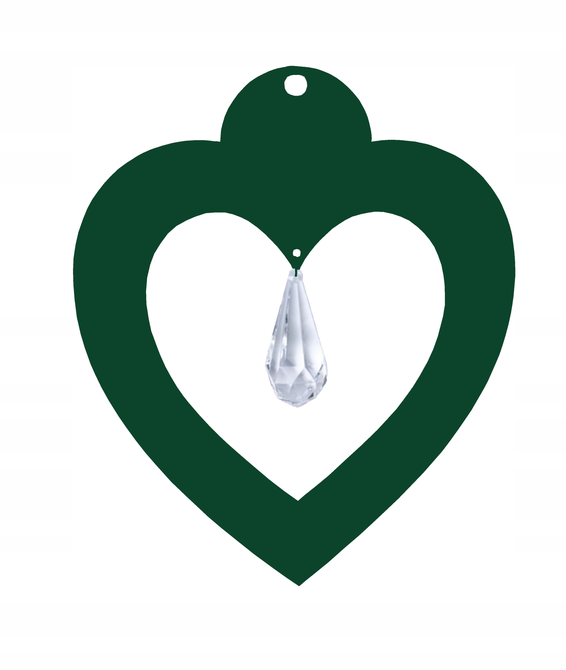 Z16a Zawieszka ozdoba ażur serce kryształ brąz