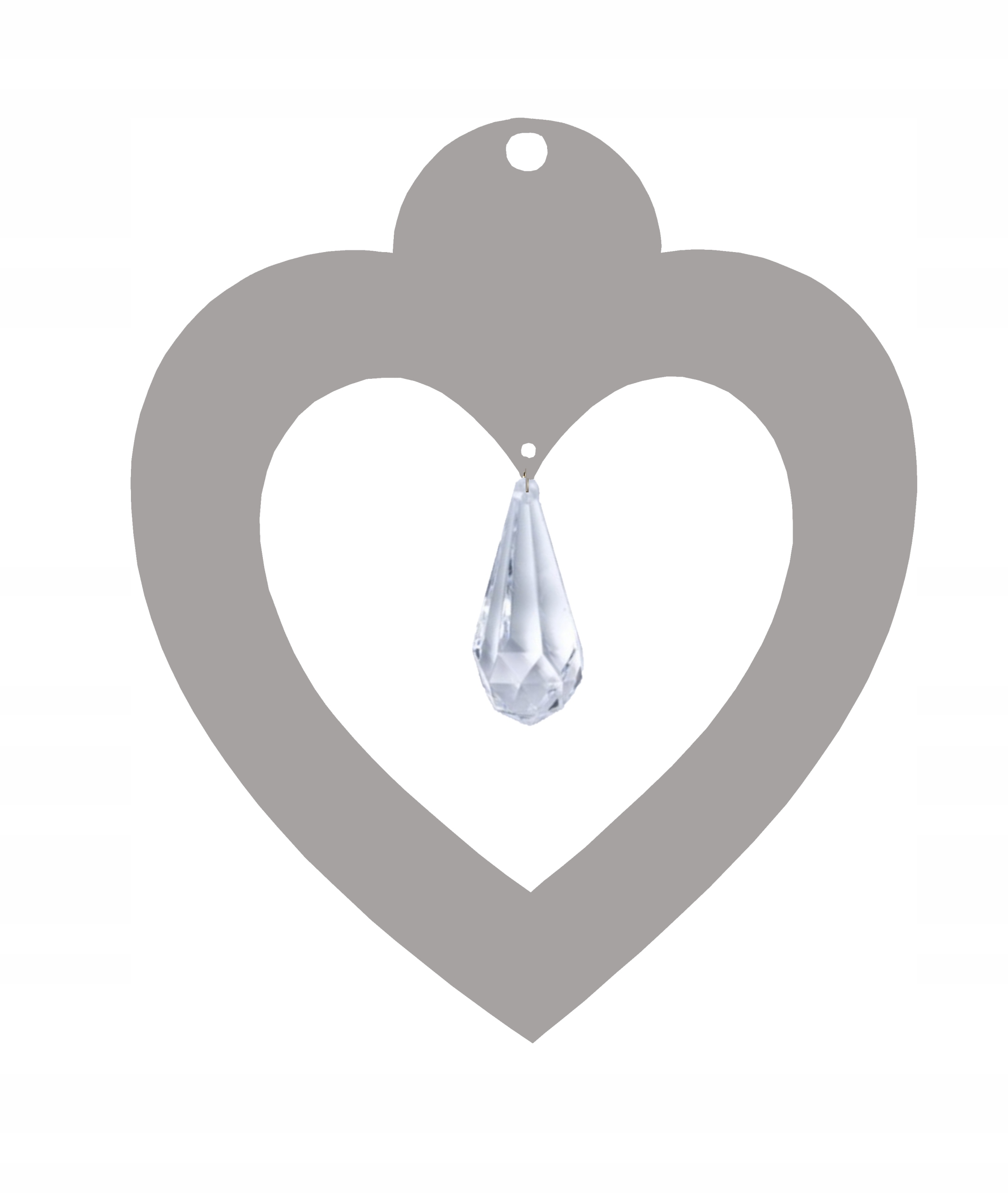 Z16a Zawieszka ozdoba ażur serce kryształ brąz