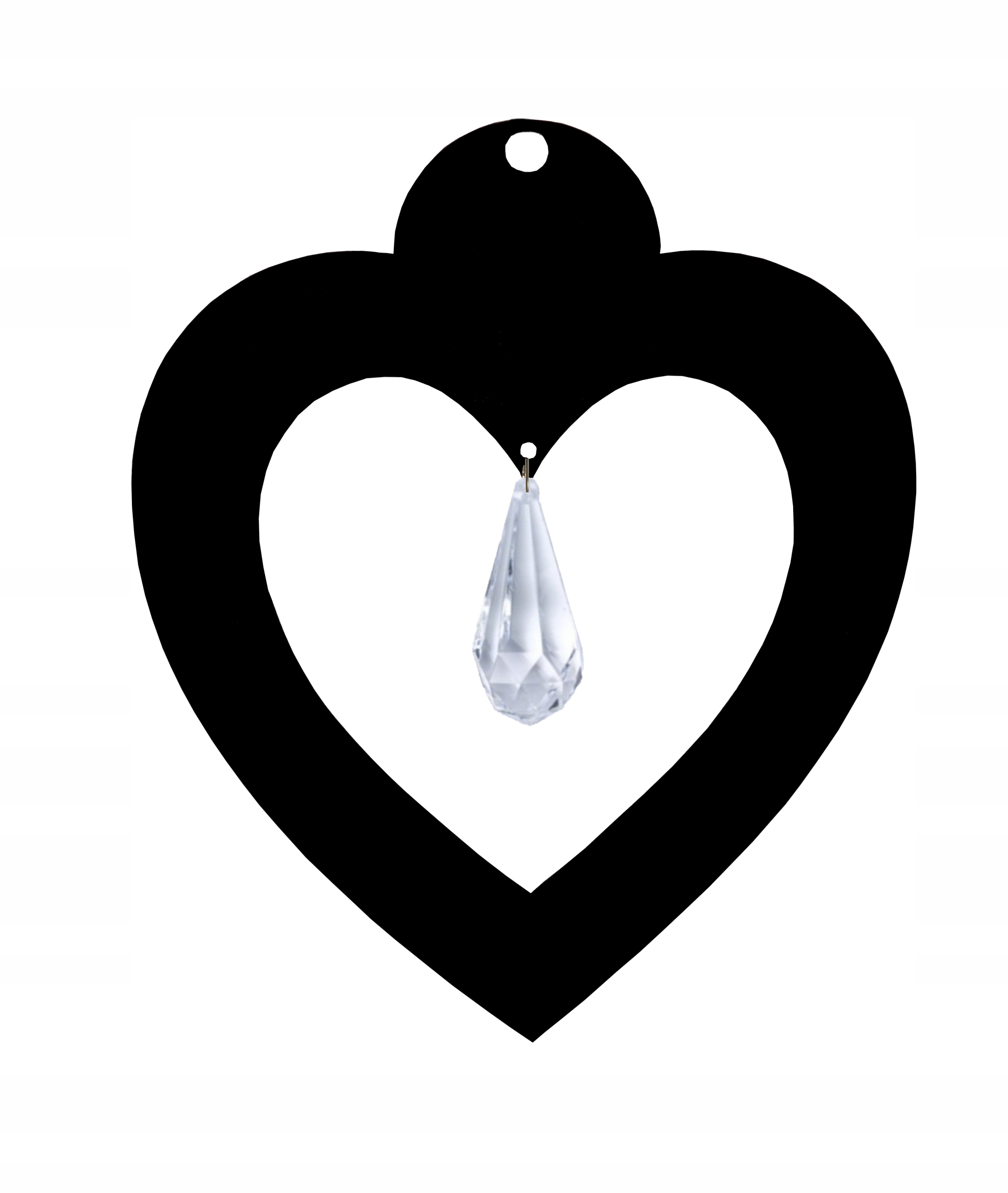 Z16a Zawieszka ozdoba ażur serce kryształ brąz