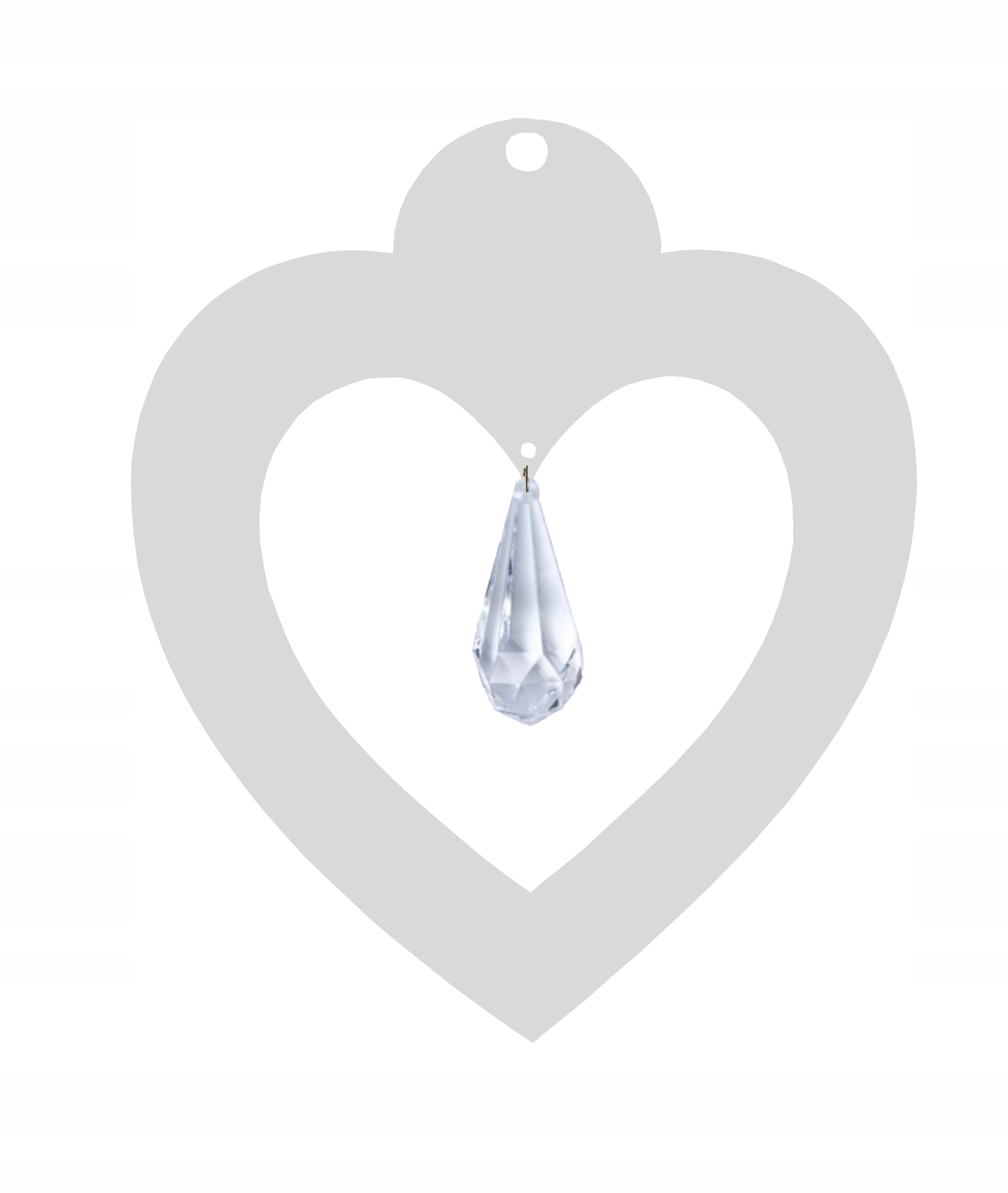 Z16a Zawieszka ozdoba ażur serce kryształ brąz