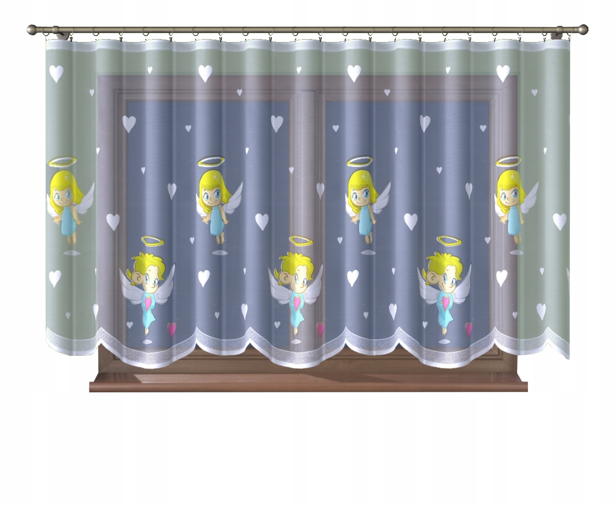 Firana dziecięca ANIOŁY serduszka 500x150