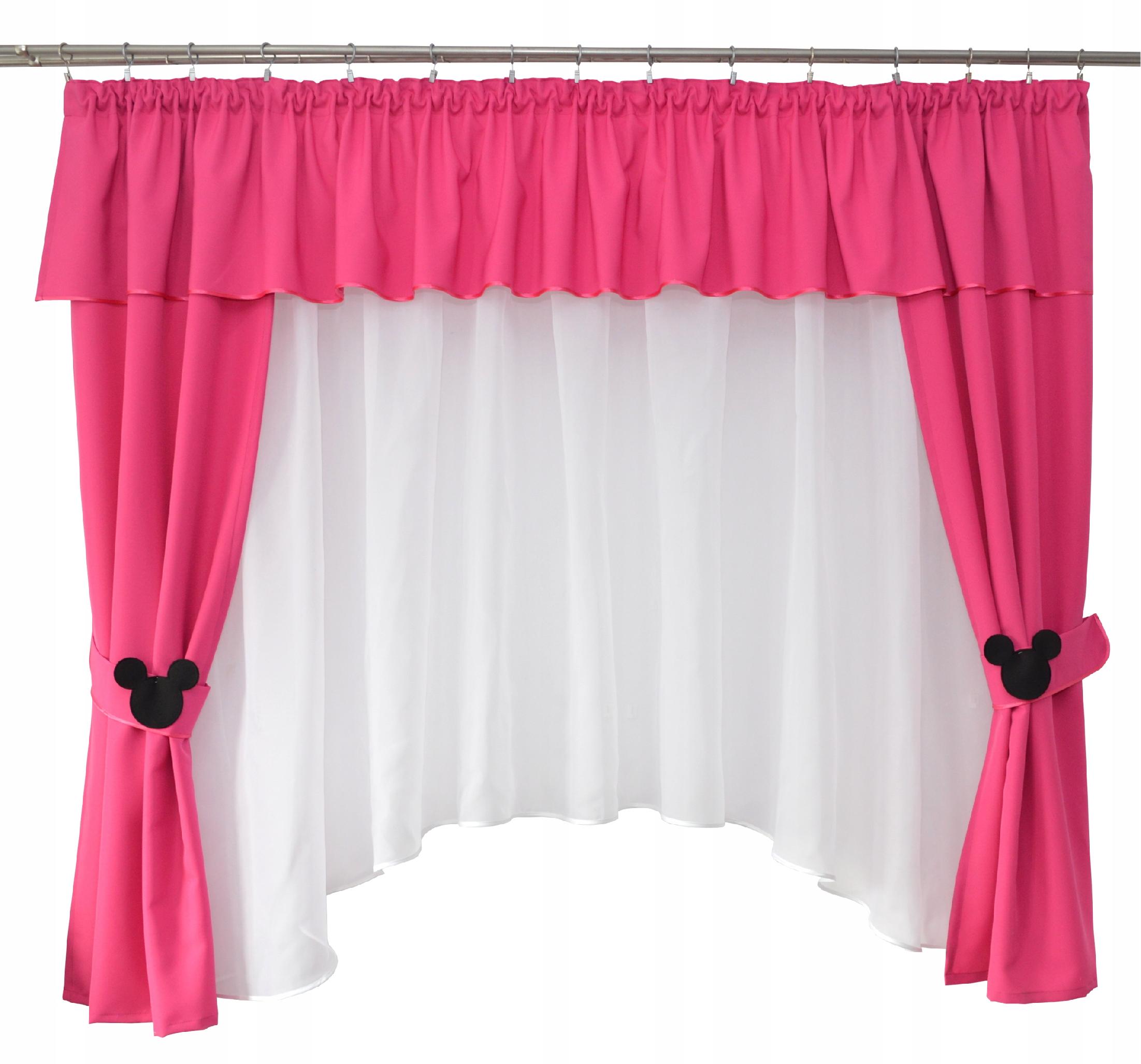 Firanka dziecięca komplet Myszka 1 zasłony róż