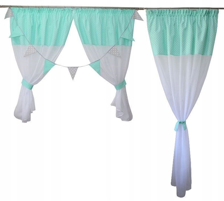 FIRANKA dziecięca komplet okno balkon miętowy
