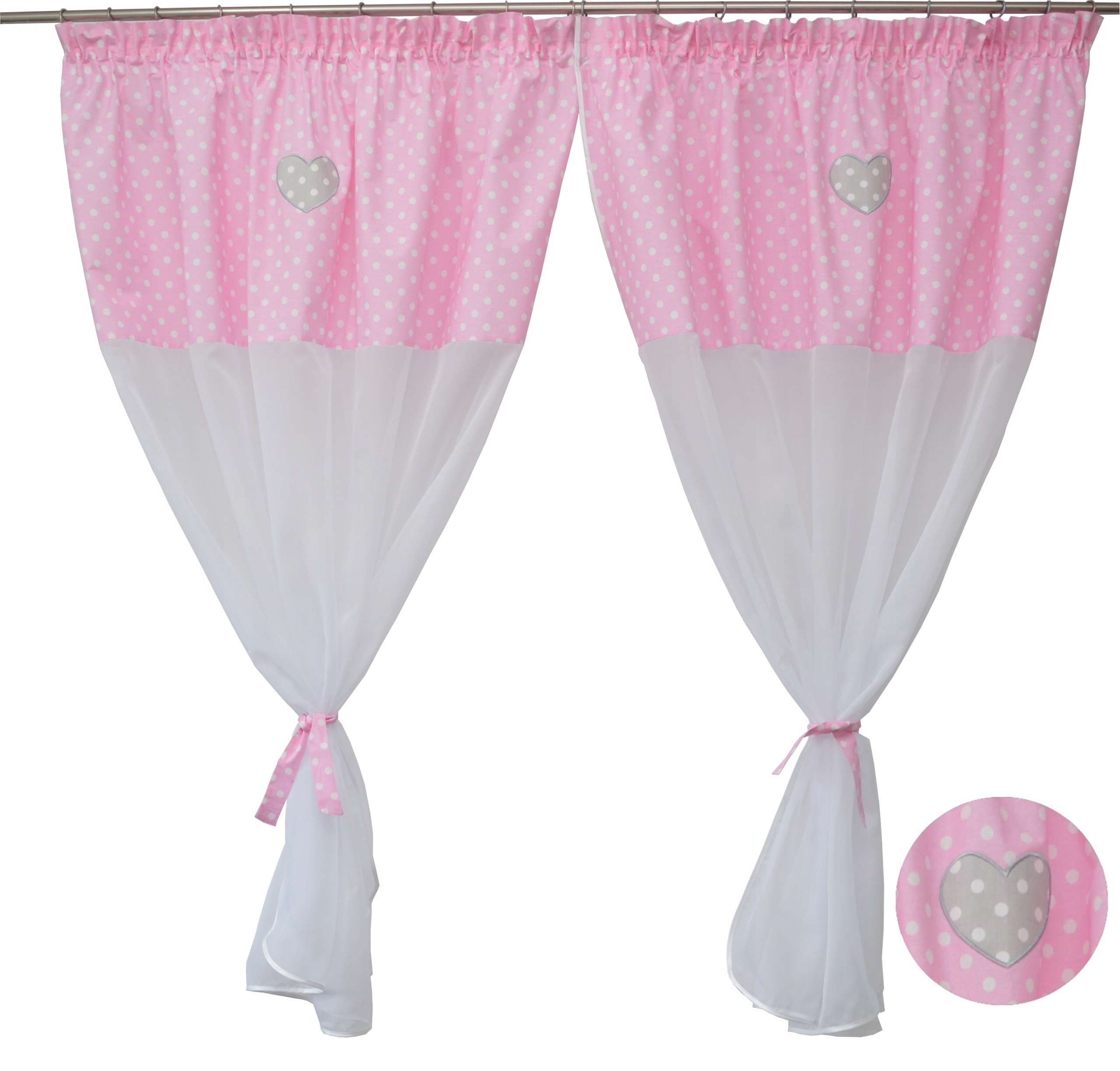 FIRANKA DZIECIĘCA bawełna grochy bombka z sercami