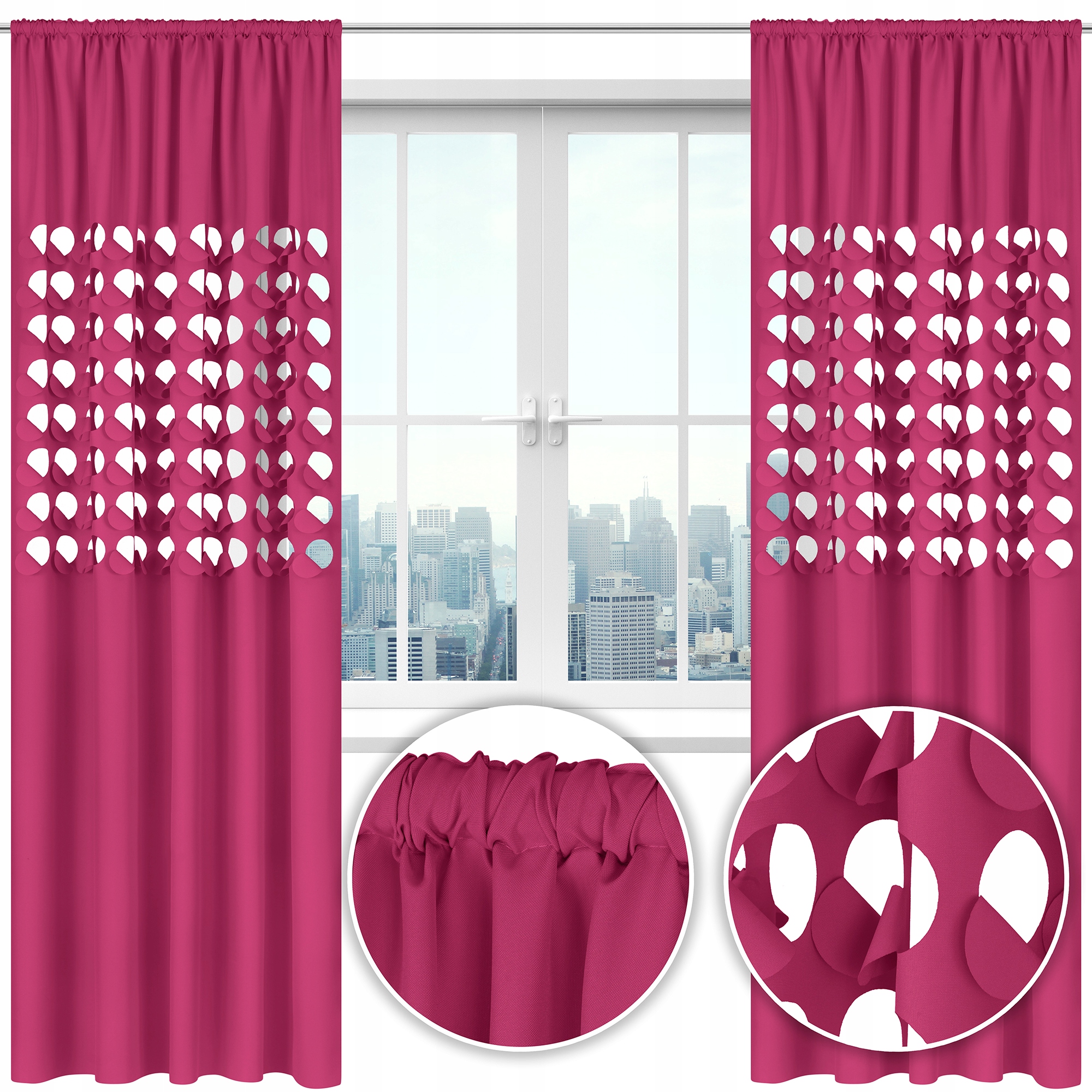 Zasłona nowoczesna GLAMUR dziury 145x250 j. szary