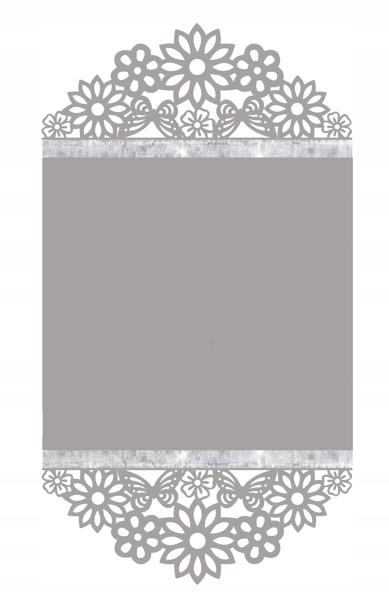 B17 Bieżnik obrus ażurowy KWIATY I MOTYLE DEKOR 38x86 szary z CYRKONIAMI