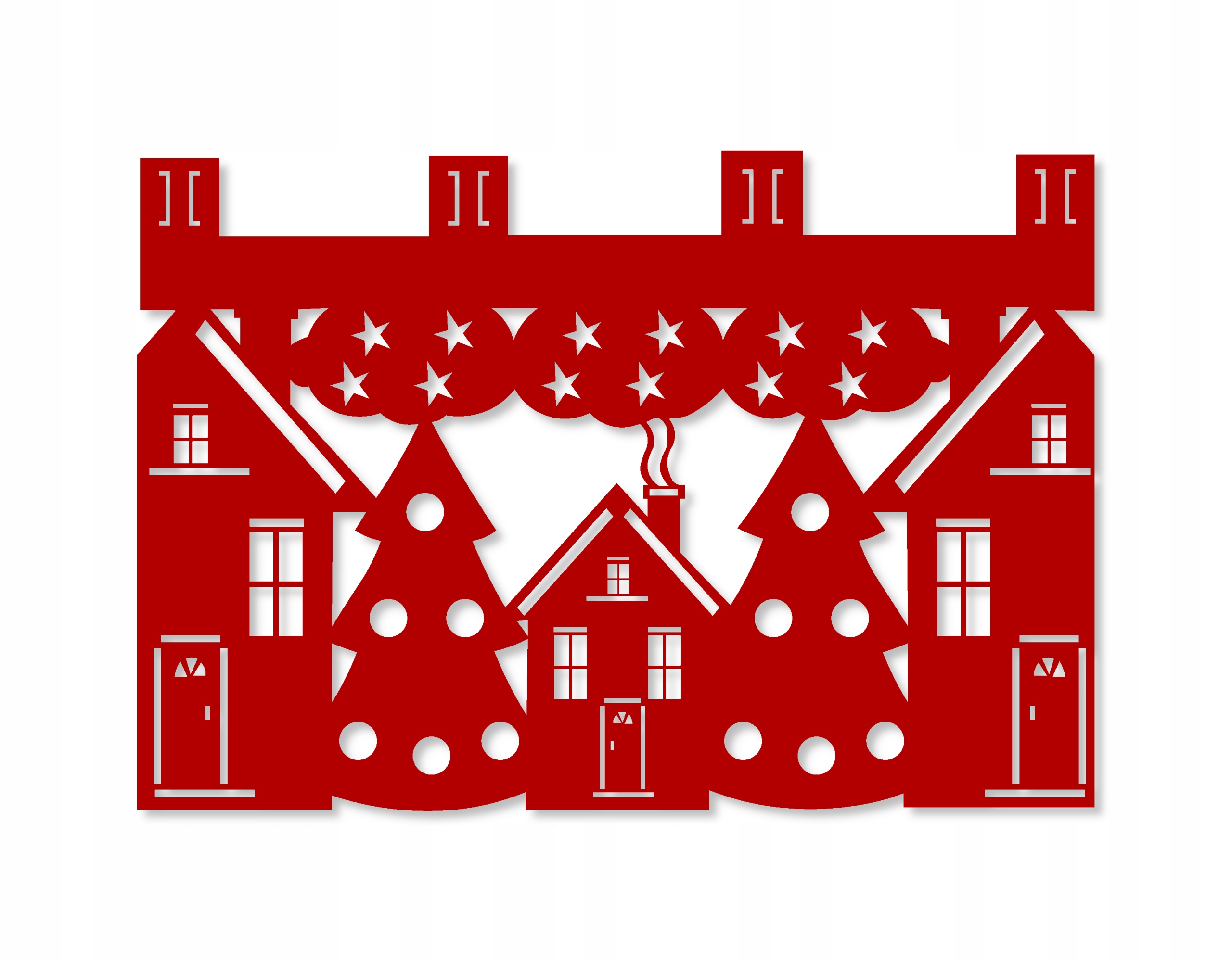 M7 Zazdrostka kuchenna firana ŚWIĄTECZNA Domki zima Boże Narodzenie 60x40 b