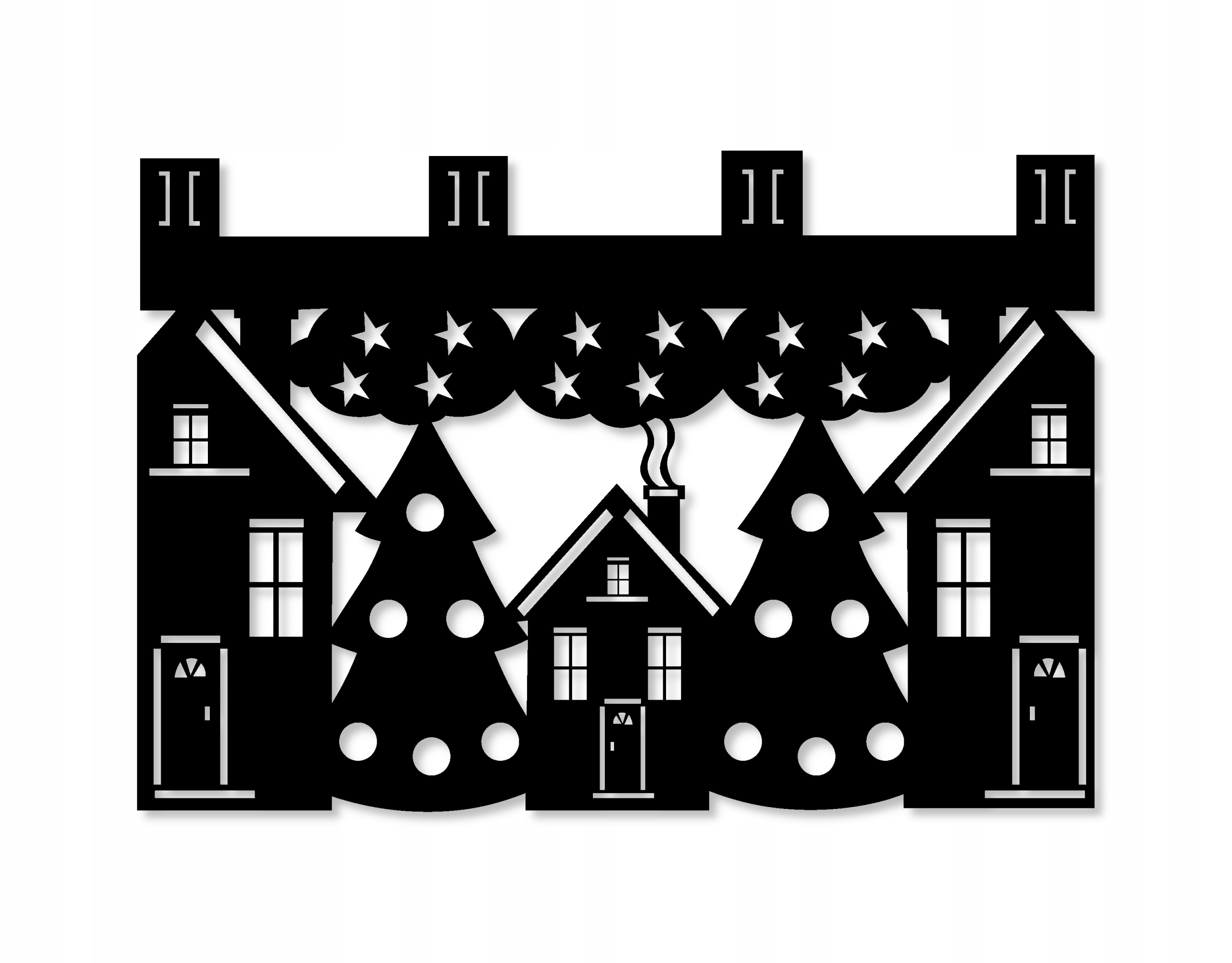 M7 Zazdrostka kuchenna firana ŚWIĄTECZNA Domki zima Boże Narodzenie 60x40 b