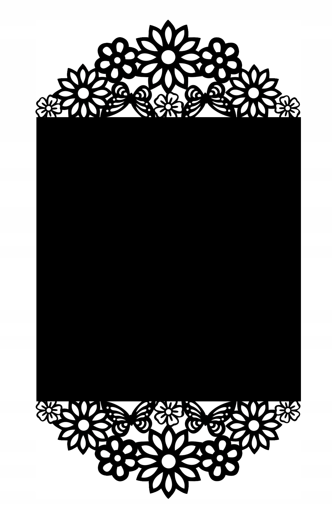 B17 Bieżnik obrus ażurowy KWIATY I MOTYLE DEKOR 43x120 czarny