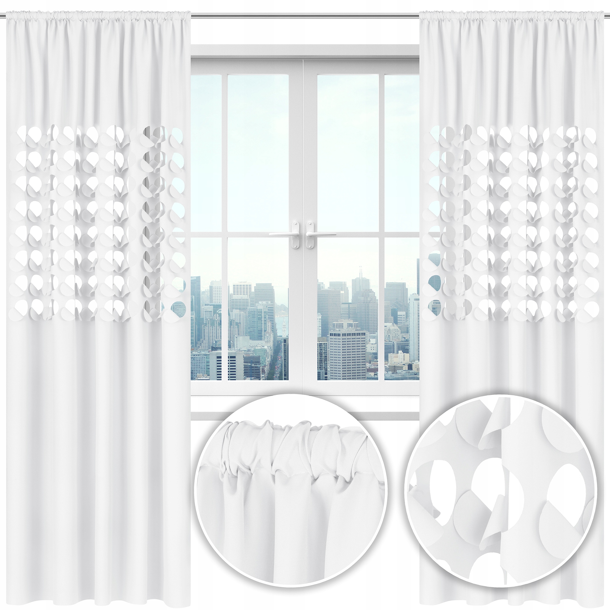 Zasłona nowoczesna GLAMUR dziury 145x250 j. szary