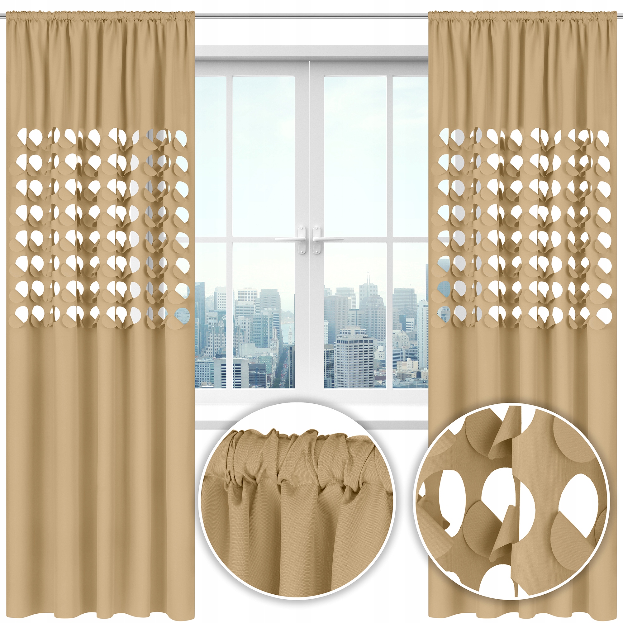 Zasłona nowoczesna GLAMUR dziury 145x250 czerwona