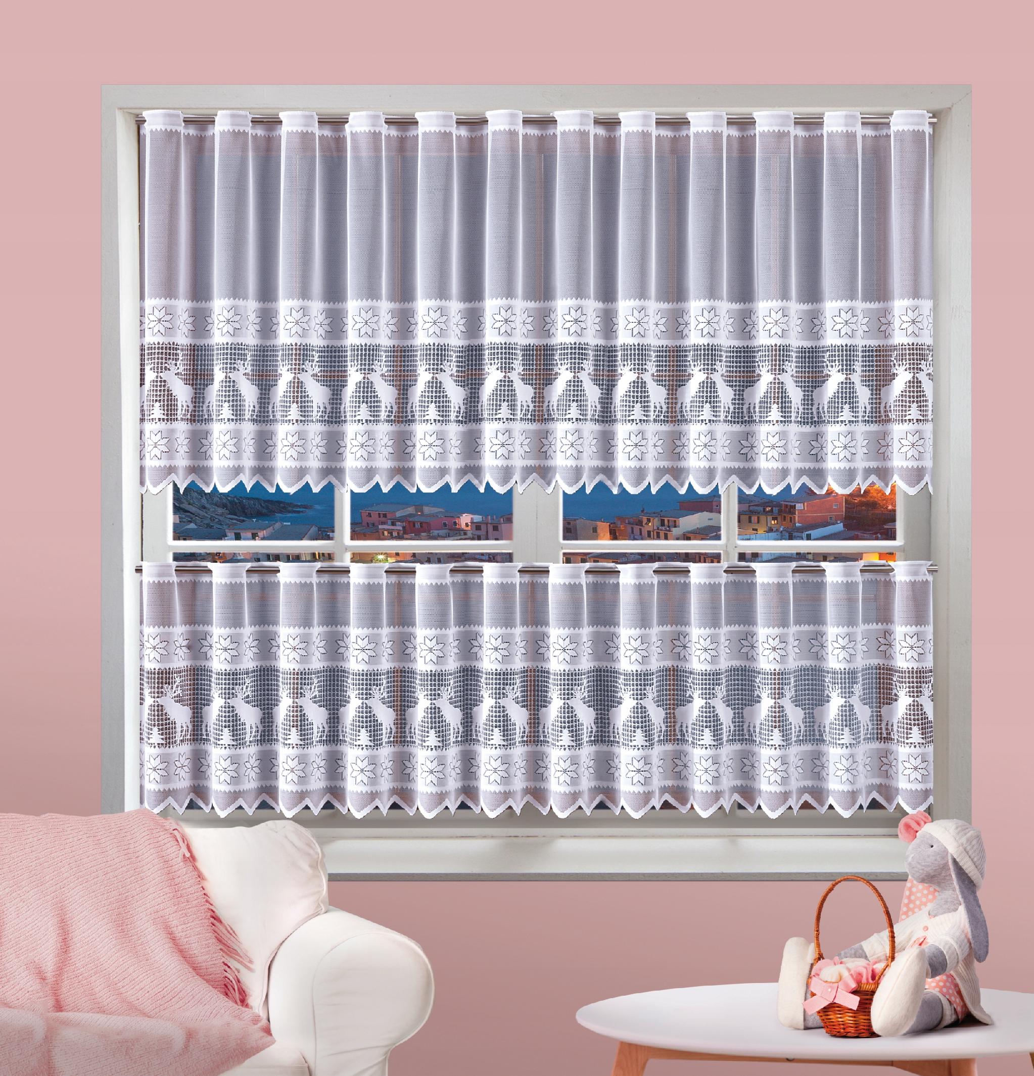 Firana kuchenna zazdrostka zima RENIFERY święta Boże Narodzenie 100x70 cm