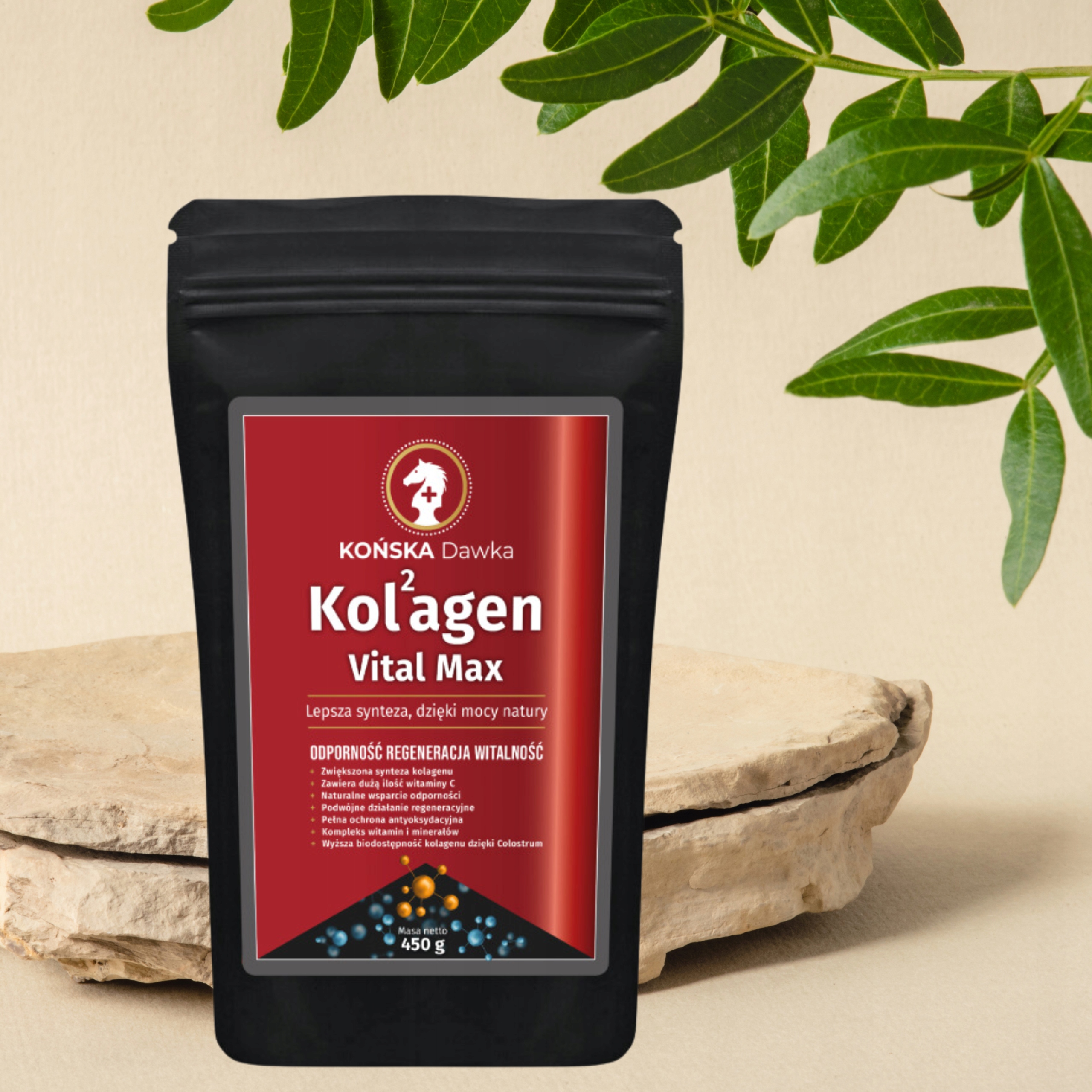 Kolagen Rybi z Colostrum Vital MAX- Kolagen Końska Dawka w Proszku 450g