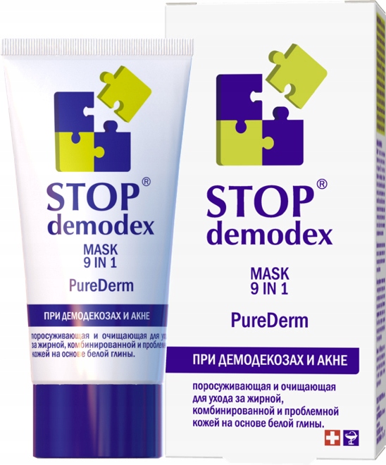 MASKA DO TWARZY 9w1 Pure Derm STOP DEMODEX Demodekoza Nużyca Trądzik 50ml