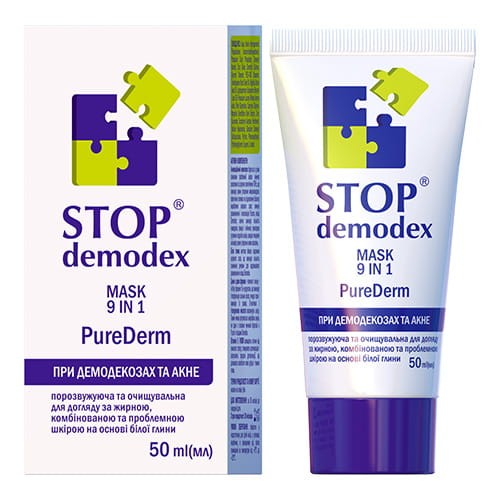 MASKA DO TWARZY 9w1 Pure Derm STOP DEMODEX Demodekoza Nużyca Trądzik 50ml