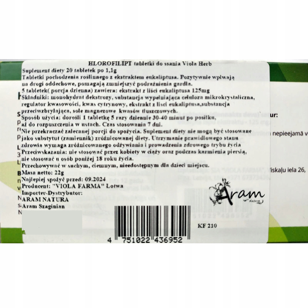 CHLOROFILLIPT NATURALNY ANTYBIOTYK GRONKOWIEC 800