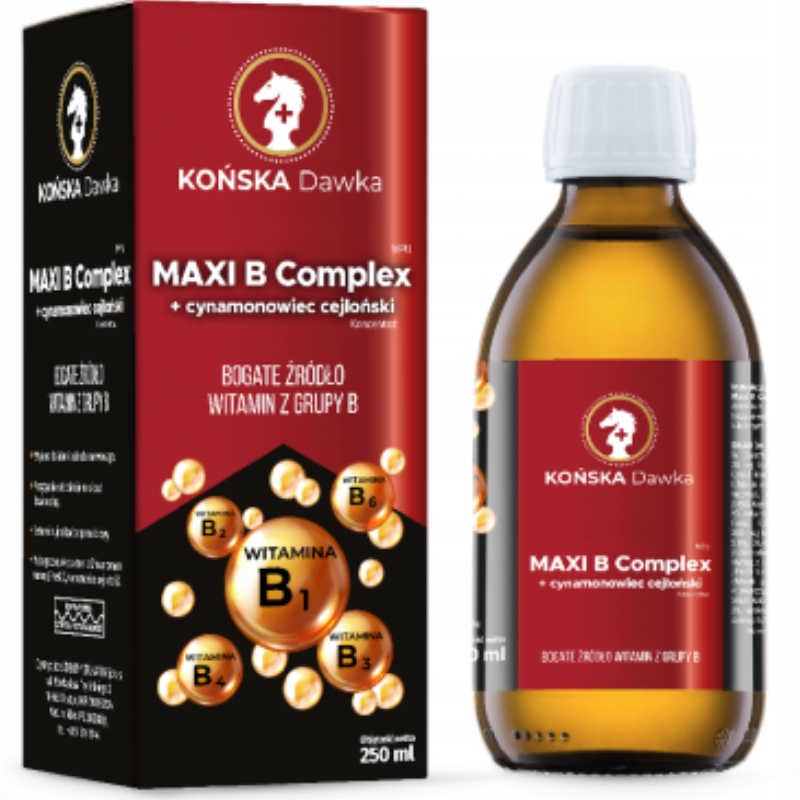 Witamina B B1B2 B3 KOŃSKA DAWKA Cynamonowiec cejloński MAXI B Complex 125ml