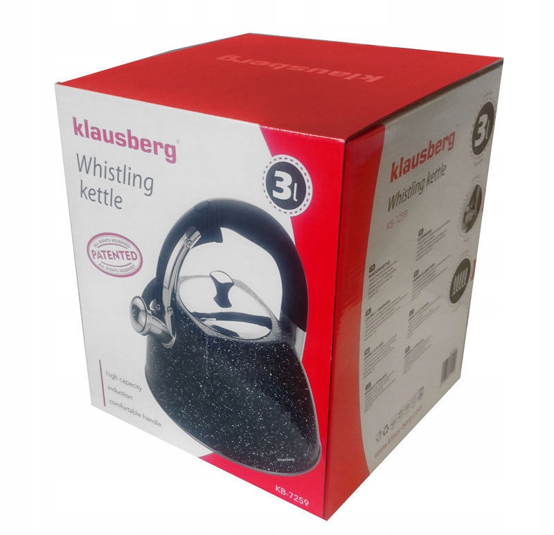 CZAJNIK Z GWIZDKIEM KLAUSBERG 2,7L KB-7259 MARBLE