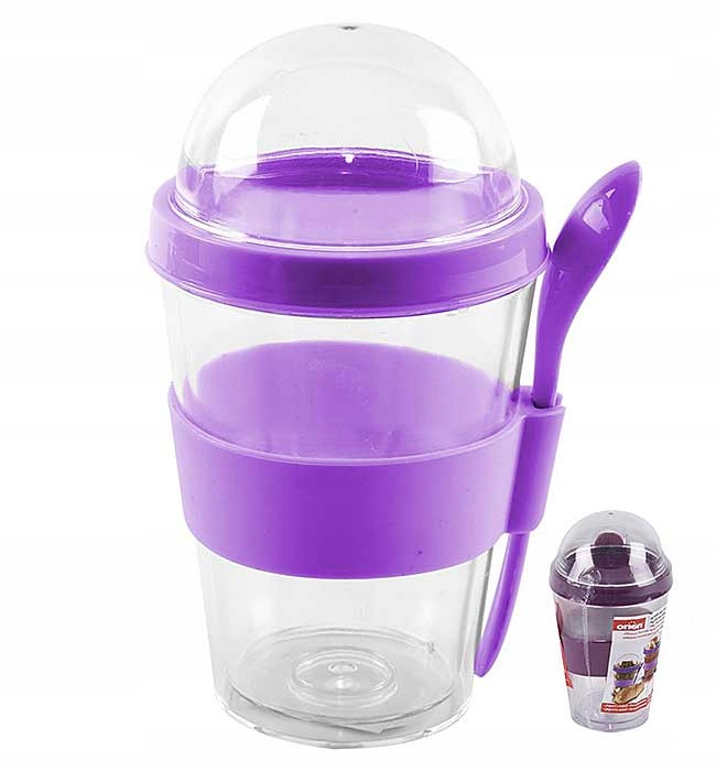 POJEMNIK KUBEK DO JOGURTU MUSLI SAŁATEK + ŁYŻECZKA