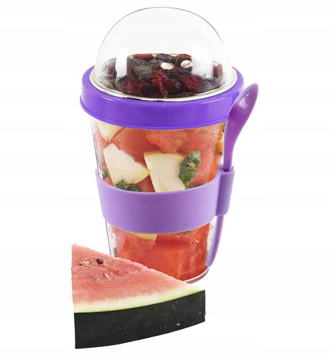 POJEMNIK KUBEK DO JOGURTU MUSLI SAŁATEK + ŁYŻECZKA