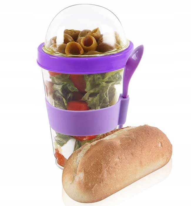 POJEMNIK KUBEK DO JOGURTU MUSLI SAŁATEK + ŁYŻECZKA