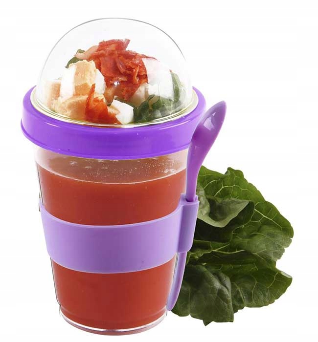 POJEMNIK KUBEK DO JOGURTU MUSLI SAŁATEK + ŁYŻECZKA