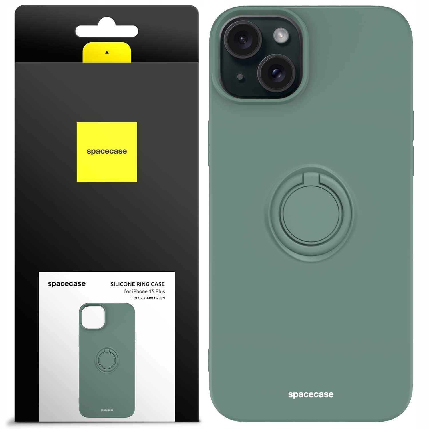 Spacecase Silicone Ring Iphone 15 Plus Dark Green
