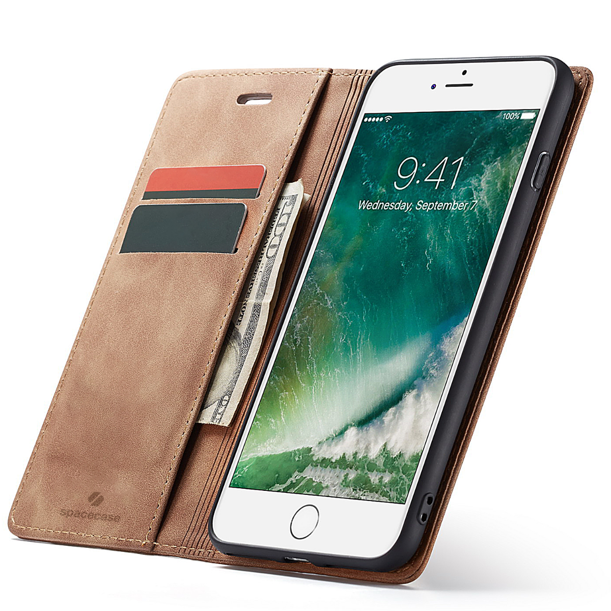 Spacecase Wallet Iphone 7/8 Plus Light Brown