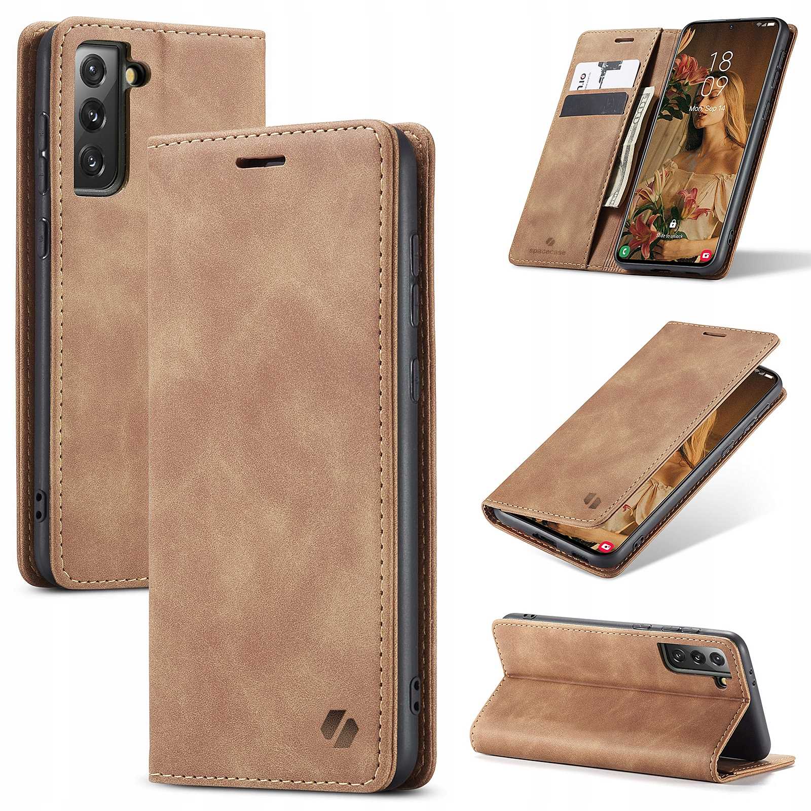 Spacecase Wallet Galaxy S21 Light Brown