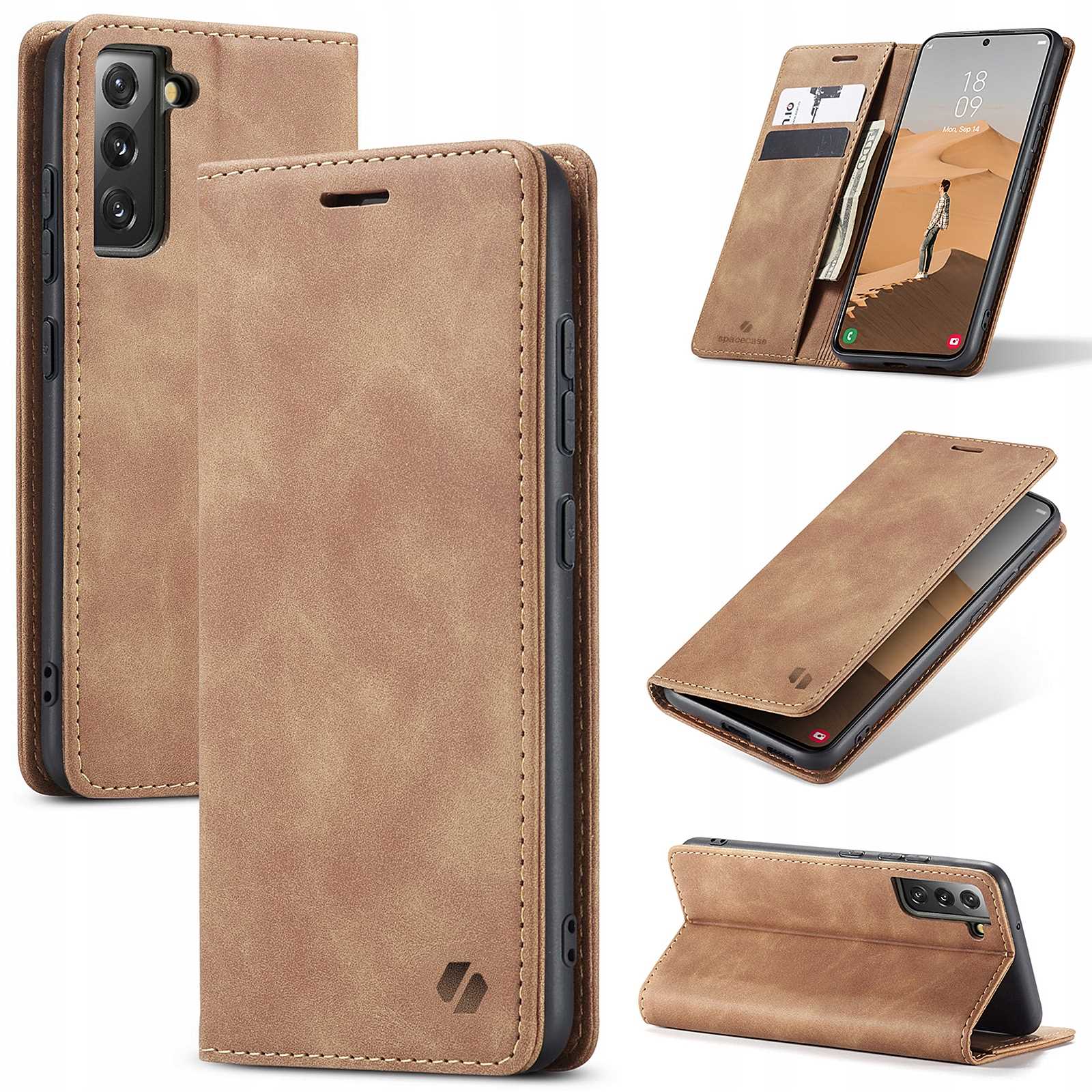 Spacecase Wallet Galaxy S22 light brown