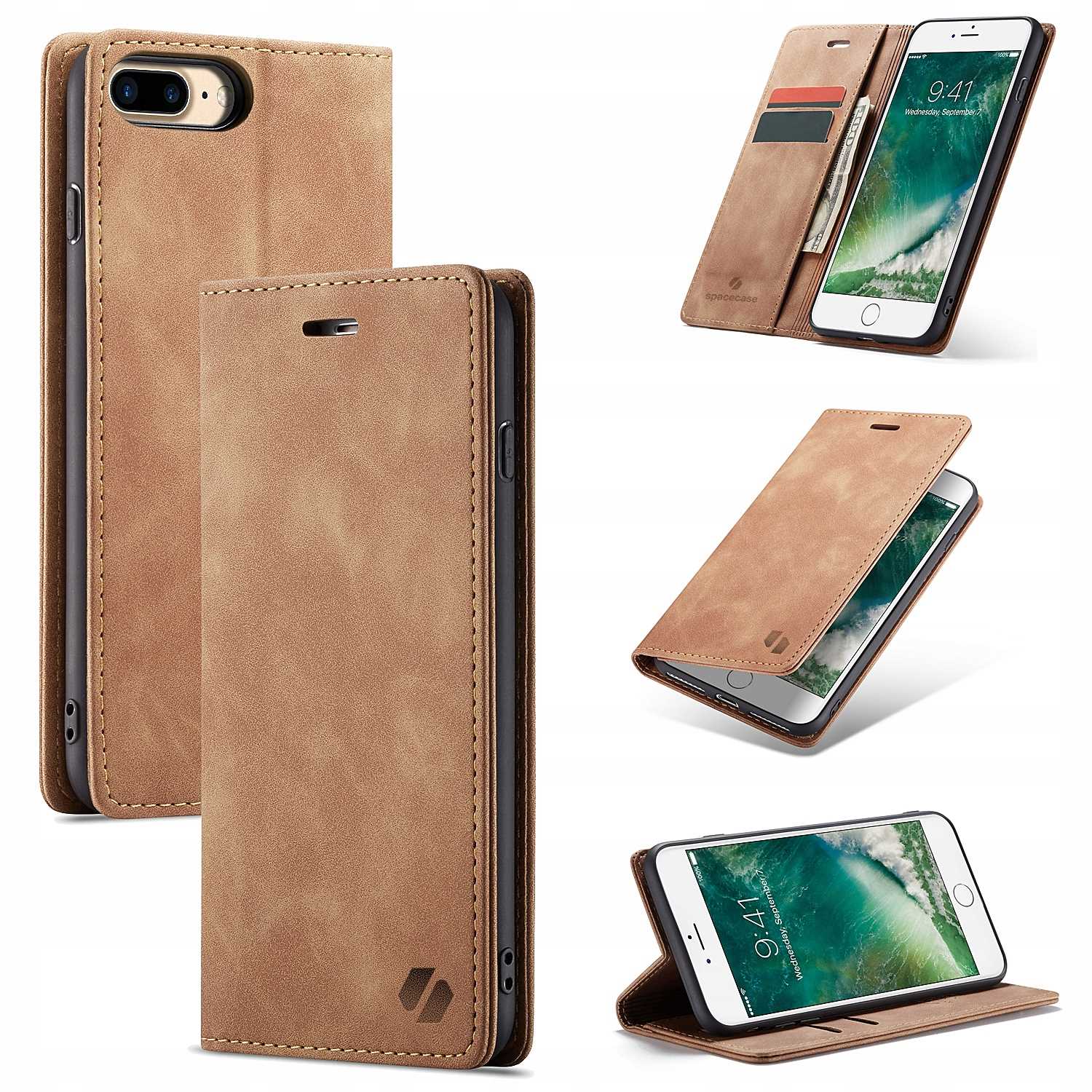 Spacecase Wallet Iphone 7/8 Plus Light Brown