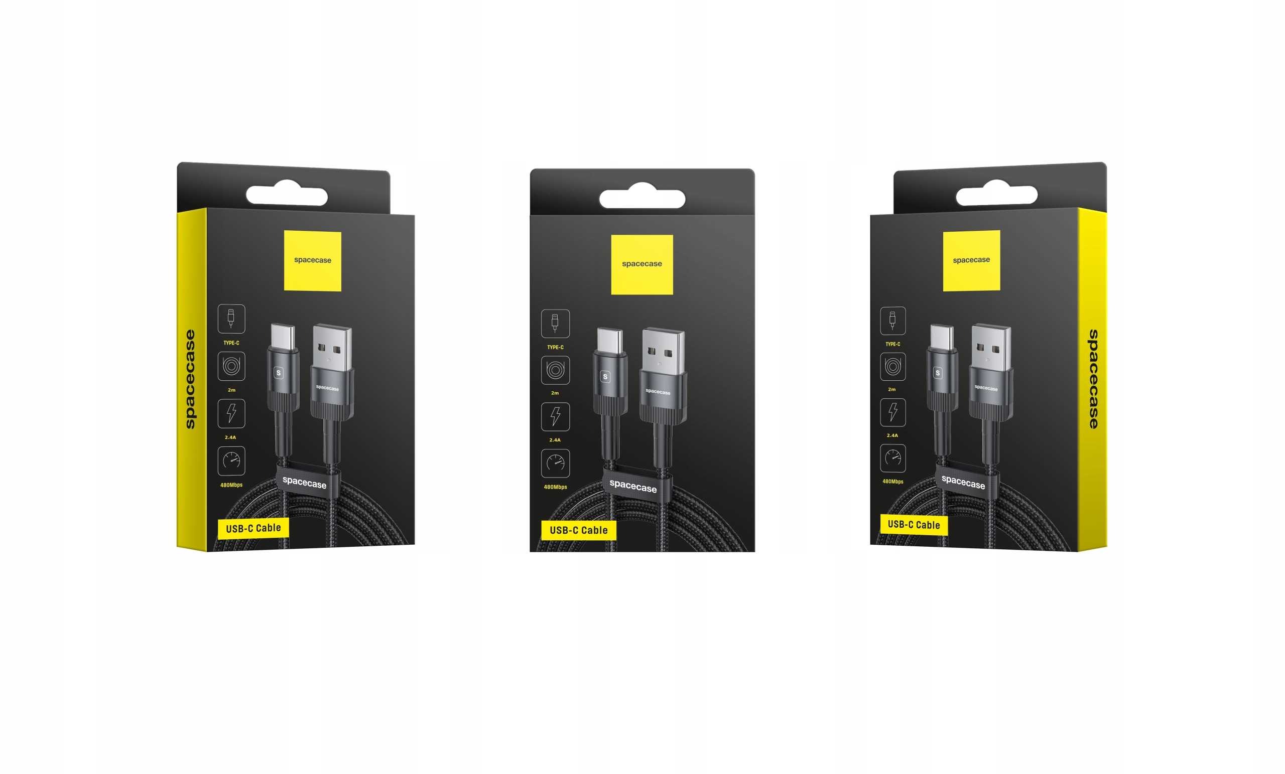 Spacecase USB-C Cable 2M 2.4A black