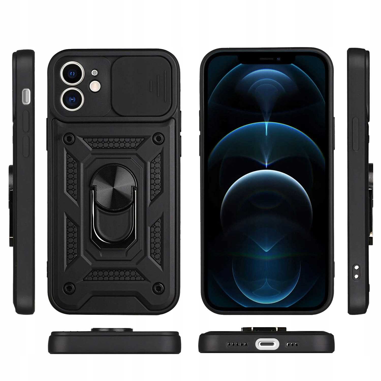 Spacecase Camring Iphone 12 Black