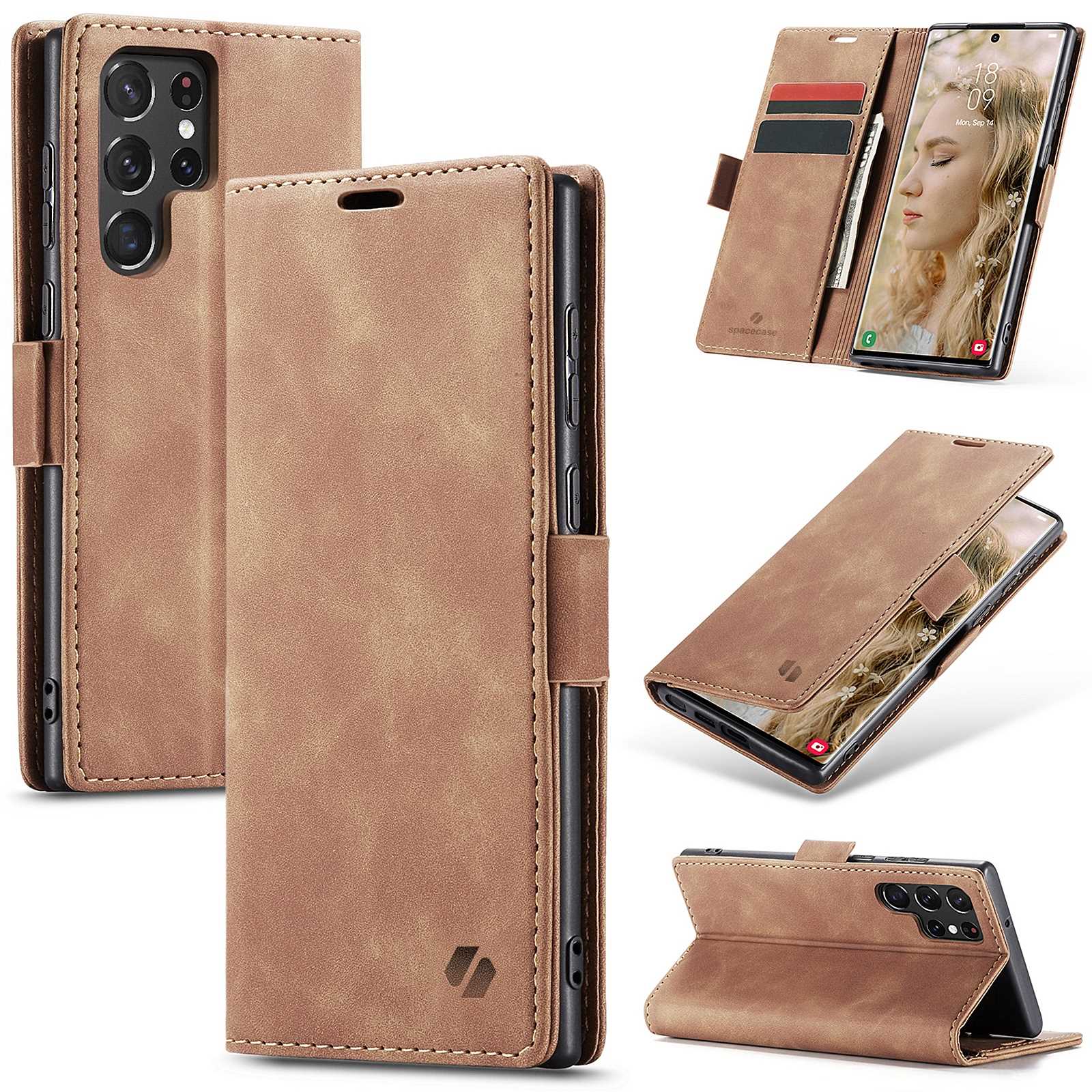 Spacecase Wallet Galaxy S22 Ultra Light Brown