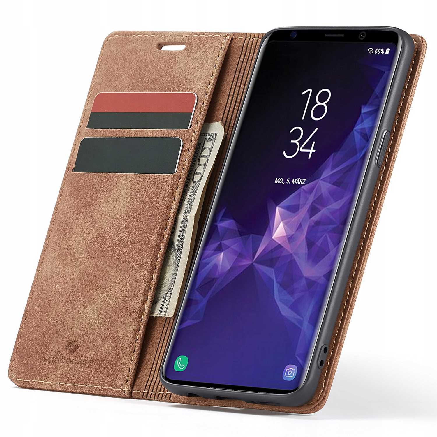 Spacecase Wallet Galaxy S9 light brown