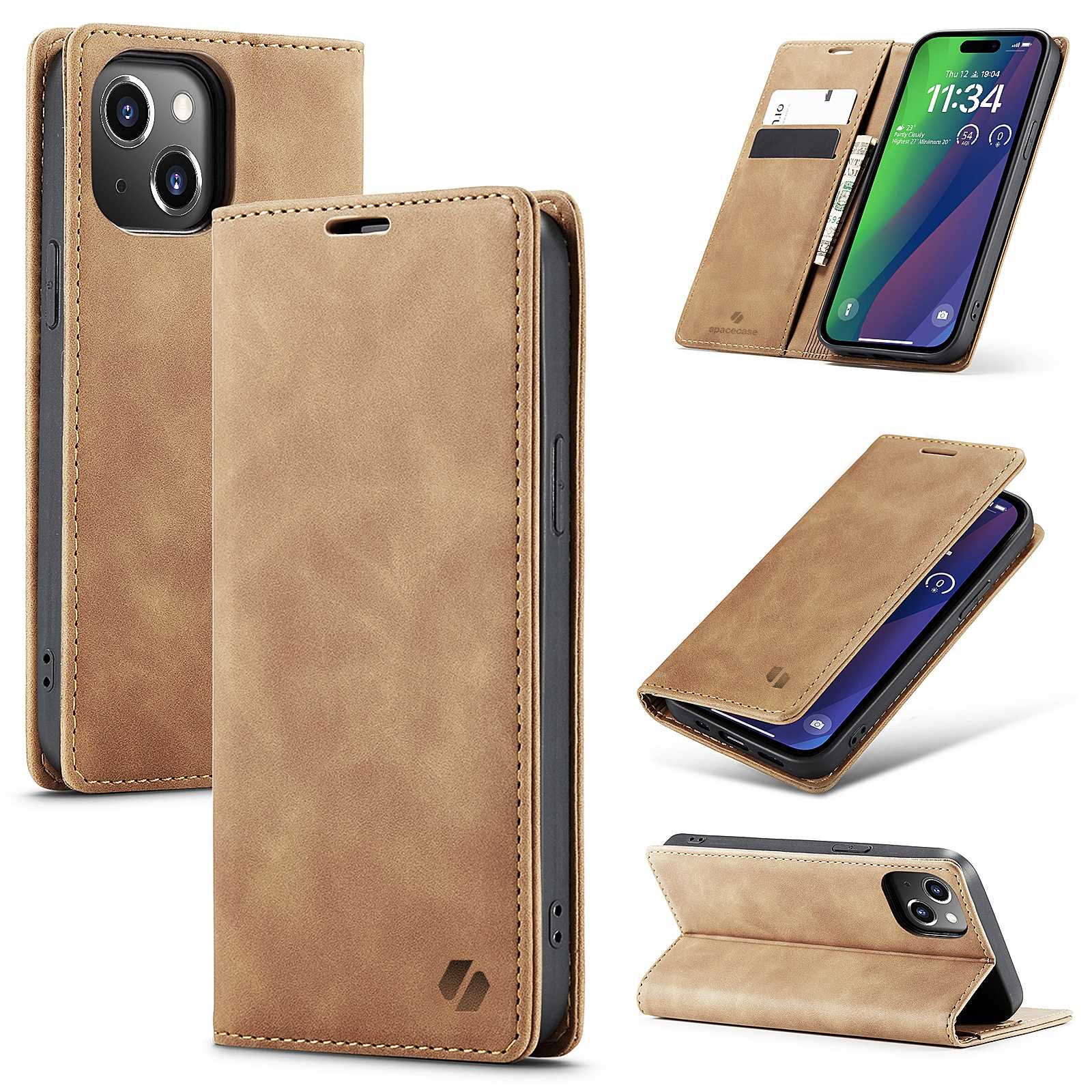 Spacecase Wallet Iphone 15 Light Brown
