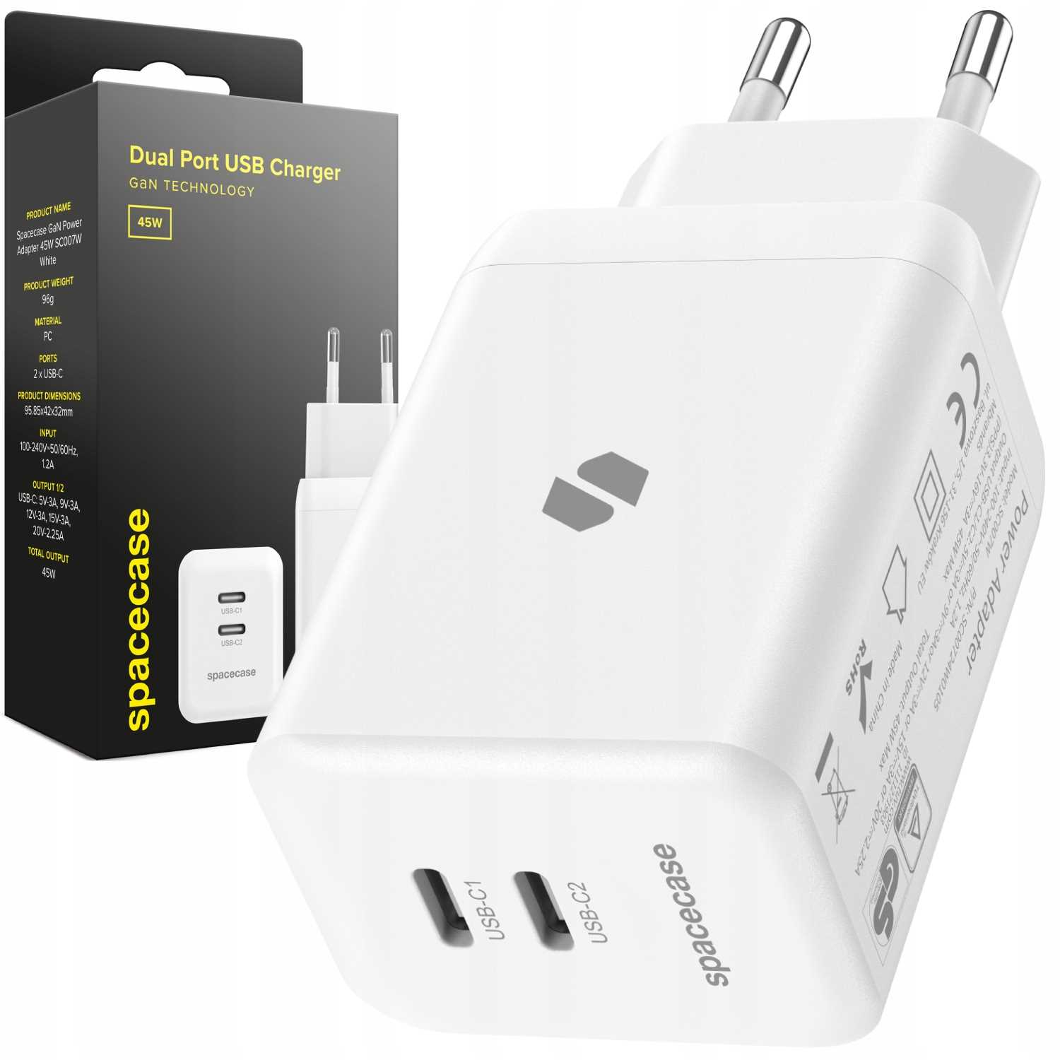Spacecase Usb Charger 45W Gan Sc007W White
