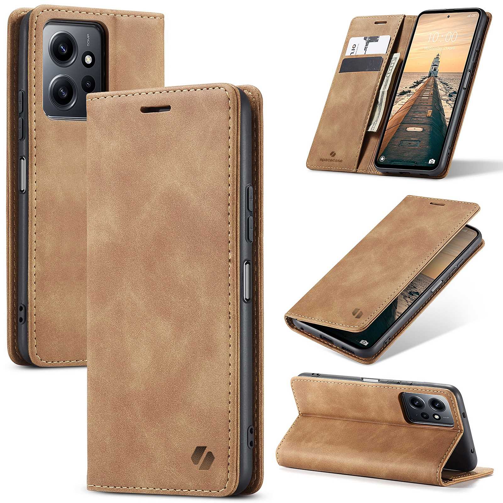 Spacecase Wallet Redmi Note 12 4G Light Brown