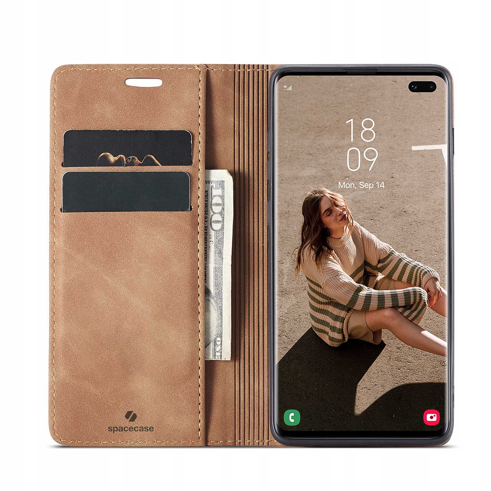 Spacecase Wallet Galaxy S10+ light brown