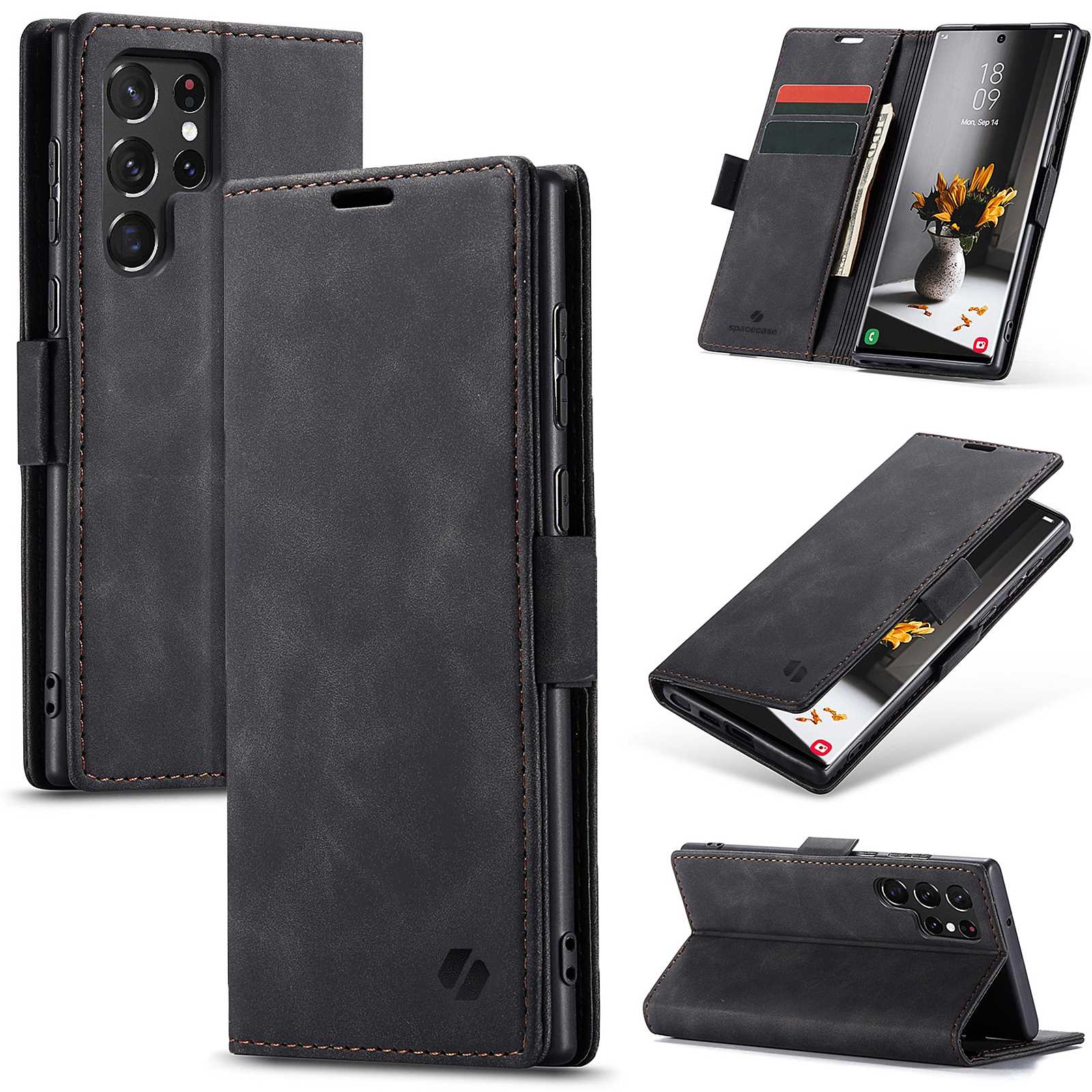 Spacecase Wallet Galaxy S22 Ultra black