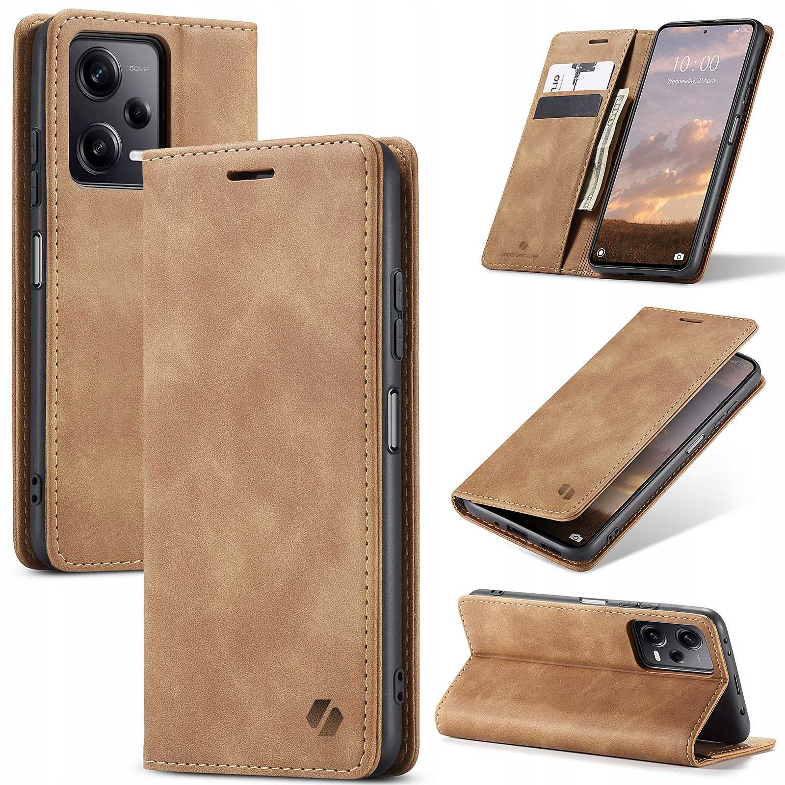Spacecase Wallet Poco X5 Pro/Note 12 Pro Light Brown