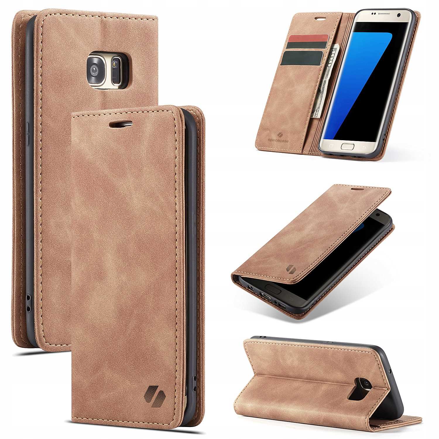 Spacecase Wallet Galaxy S7 Edge Light Brown
