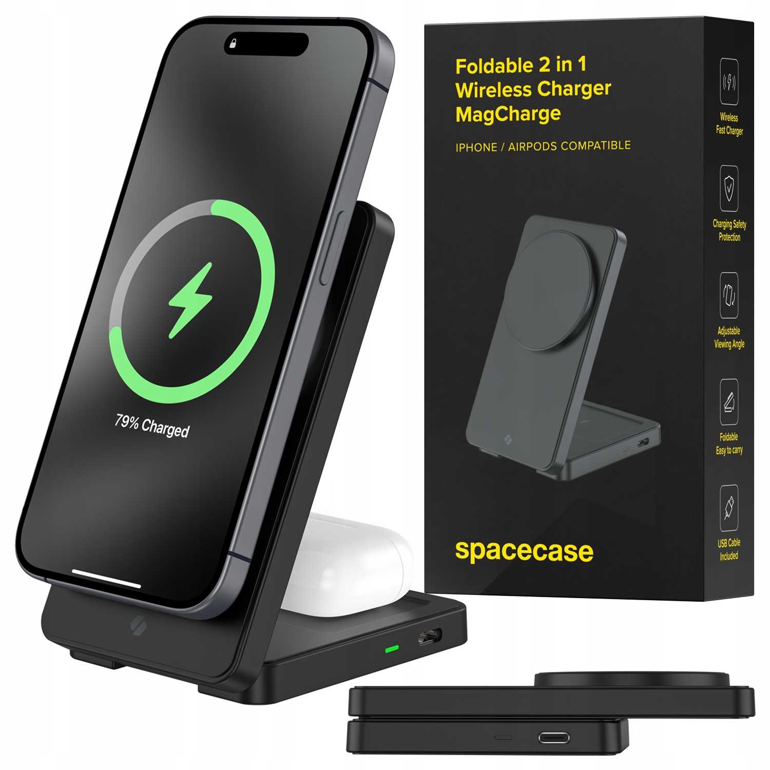 Spacecase Wireless Charger 2In1 Magcharge Wm5B Black