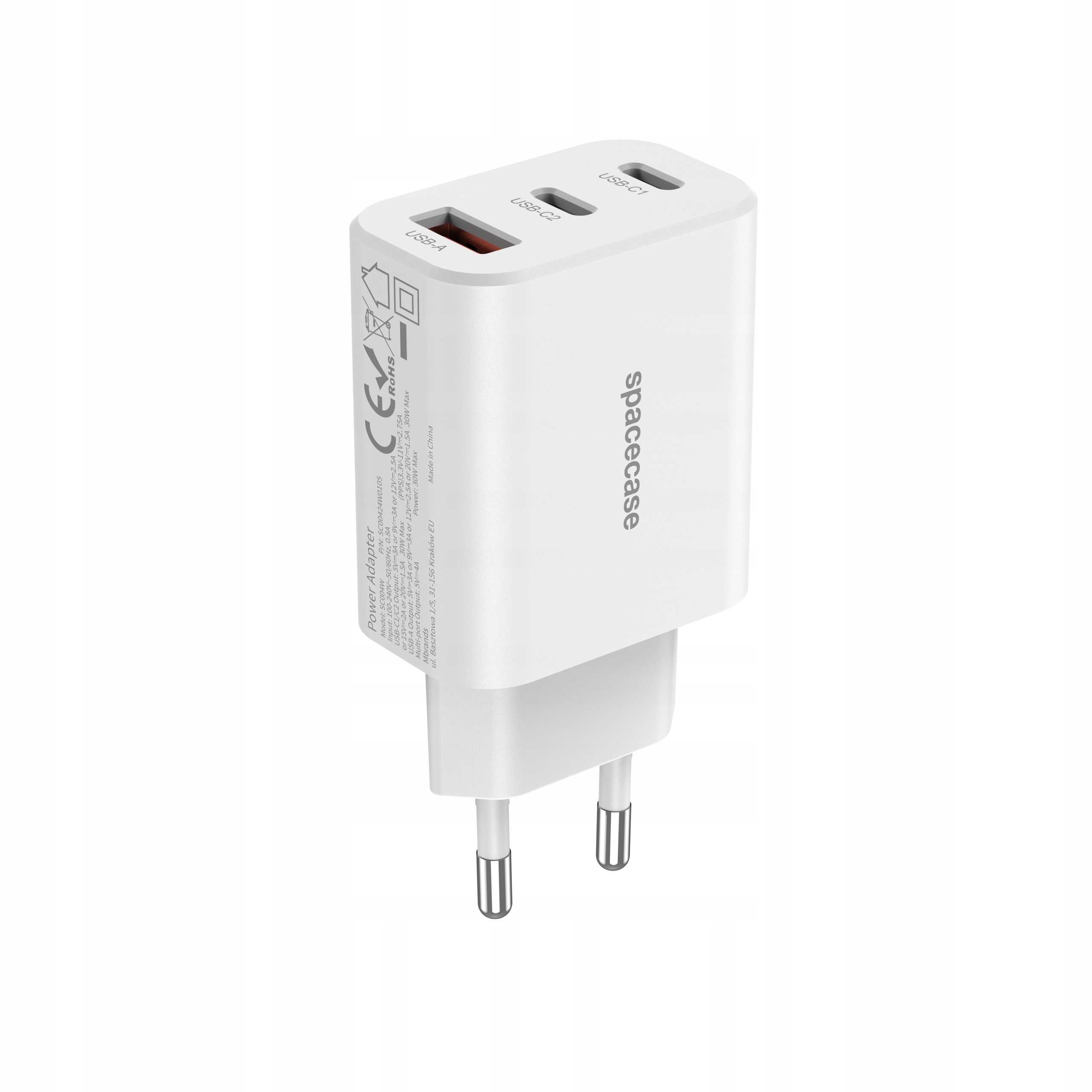 Spacecase USB Charger 30W GaN SC004W white