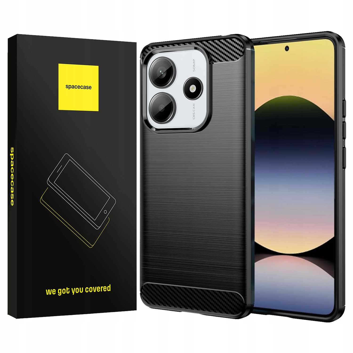 Spacecase Carbon Redmi Note 14 5G / Poco M7 Pro 5G Black