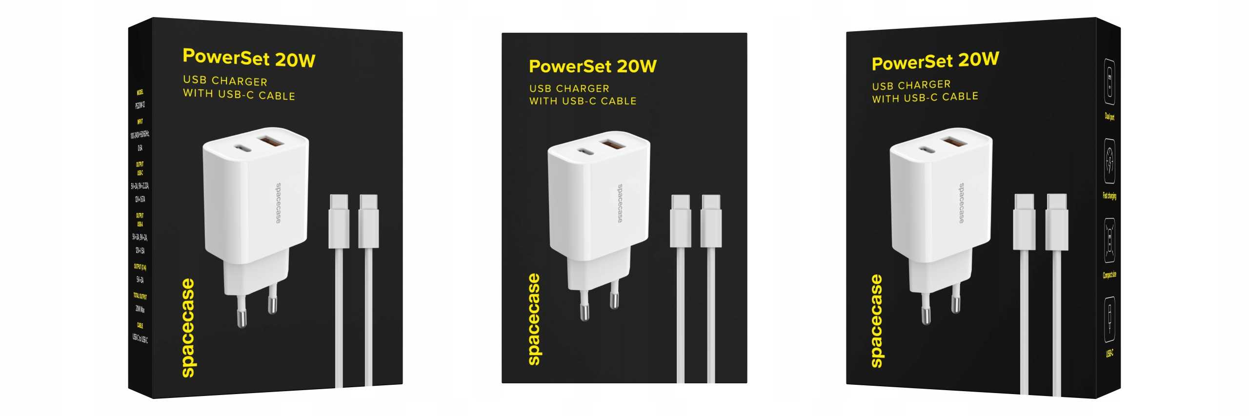 Spacecase PowerSet Charger 20W with USB-C PS20W-12