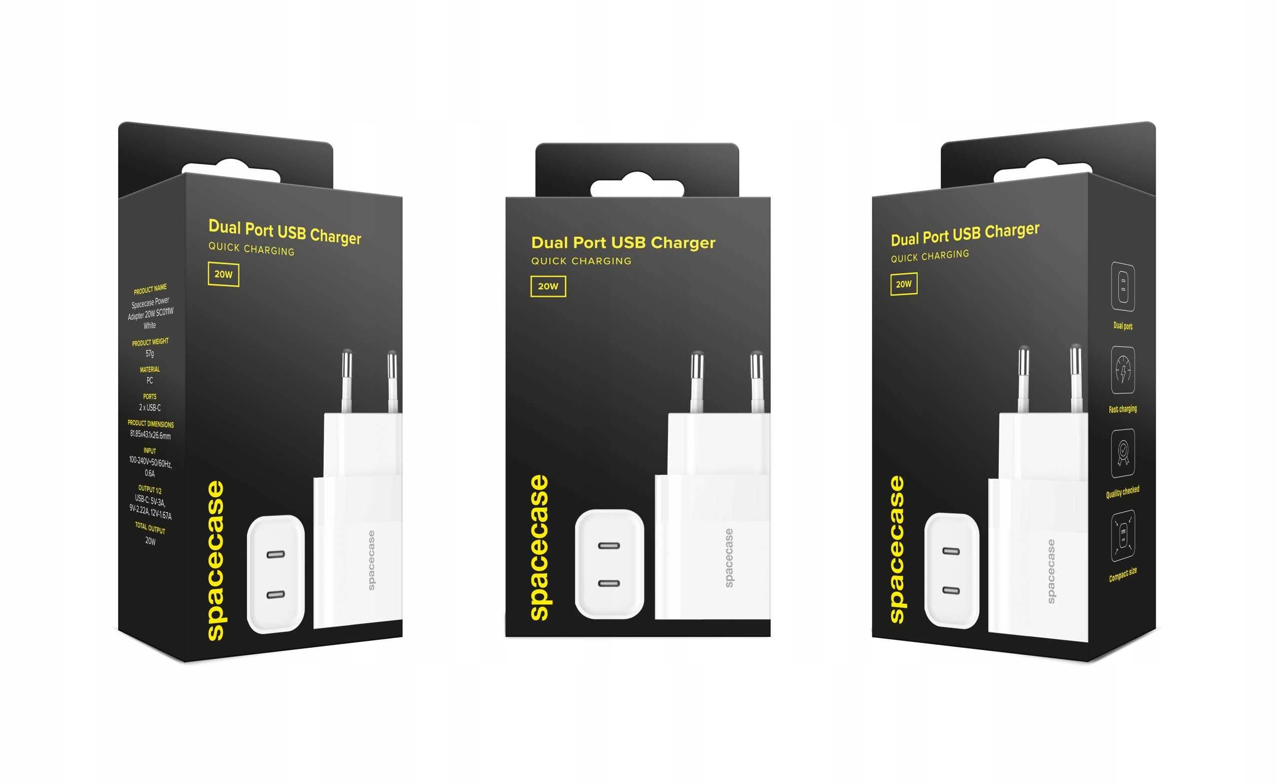 Spacecase USB Charger 20W SC011W white