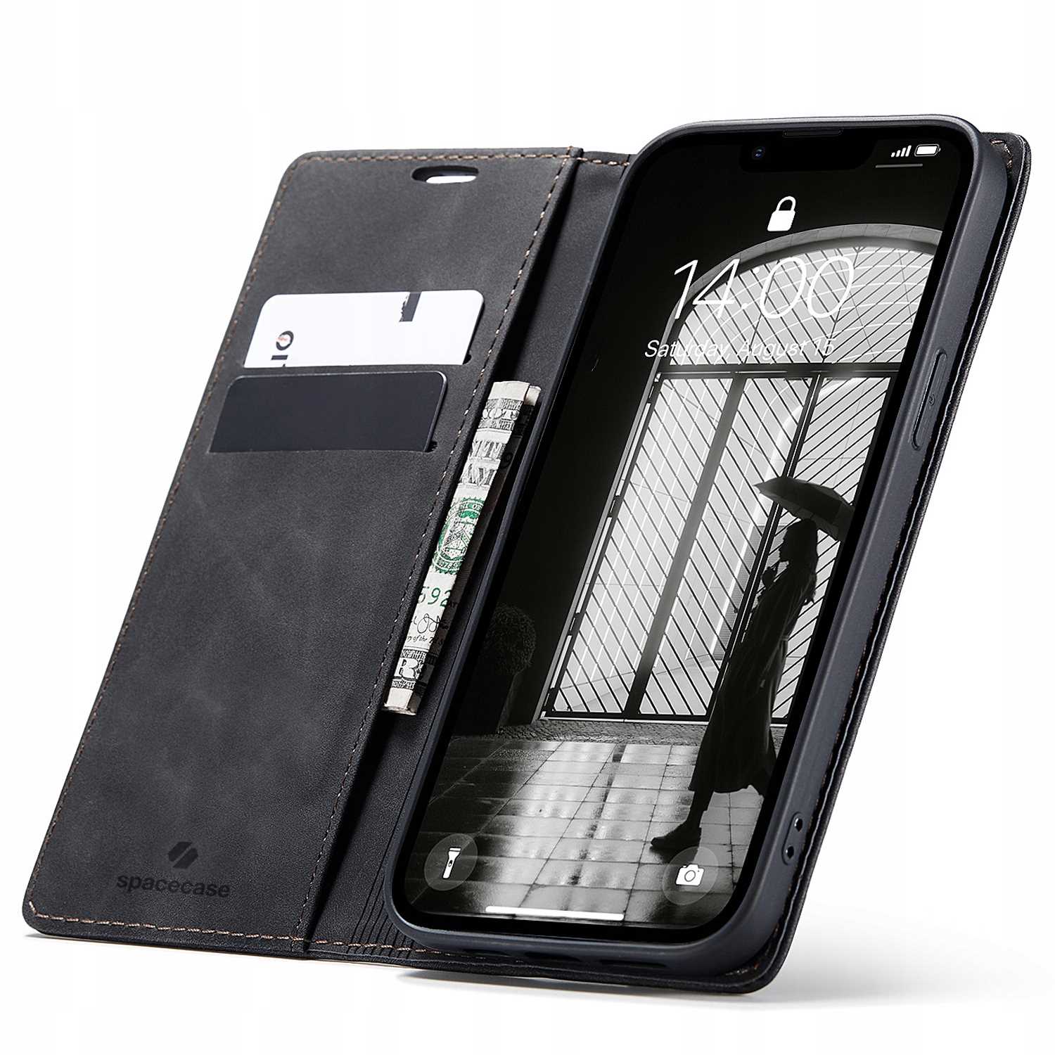 Spacecase Wallet Iphone 16E Black